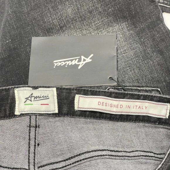 NEW AMICCI Men’s Spirito Ripped Skinny Jeans Size 42R – Black Distressed Denim - Picture 5 of 7